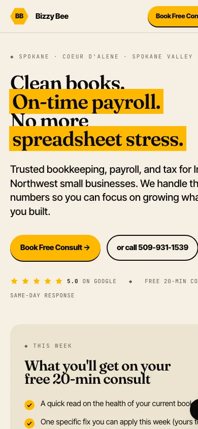 Bizzy Bee Bookkeeping on a phone