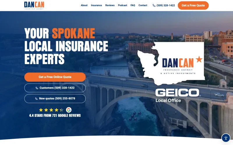 Dan Can Insurance Agency homepage: Your Spokane local insurance experts.