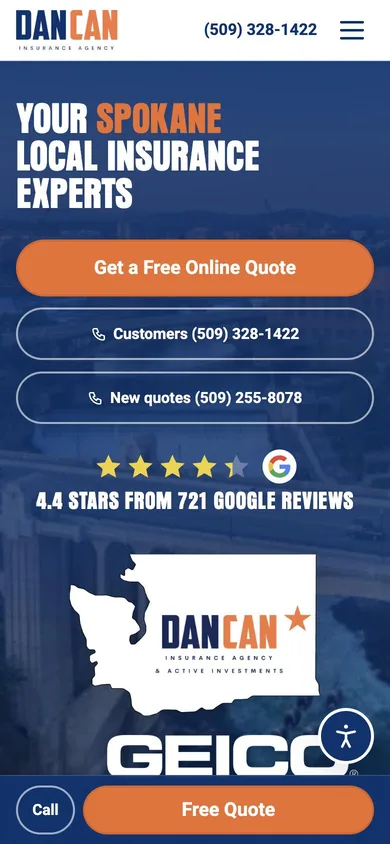Dan Can Insurance Agency on a phone