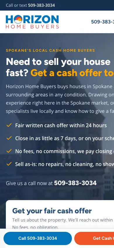 Horizon Home Buyers on a phone